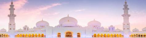 Изображение для скинали: Вид на большую мечеть Шейха Зайда на пурпурном закате, Абу-Даби, ОАЭ