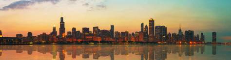 Изображение для скинали: Центр города Чикаго, штат Иллинойс на закате