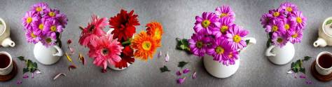 Изображение для скинали: Яркие цветы и чашки с чаем