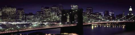 Изображение для скинали: Бруклинский мост с огнями в фиолетовых оттенках