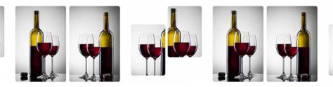 Изображение для скинали: Винный коллаж из бутылок и бокалов с красным вином