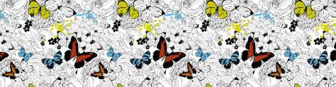 Изображение для скинали: Разноцветные бабочки на цветах