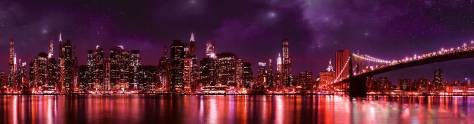 Изображение для скинали: Панорама моста и небоскребов, освещенных в ночи