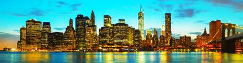 Изображение для скинали: Панорама ночного Нью-Йорка с мостом
