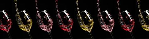Изображение для скинали: Бокалы с красным, белым и розовым вином