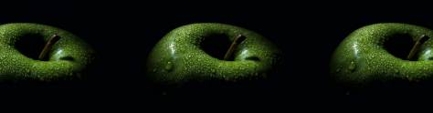 Изображение для скинали: Крупные зеленые яблоки на черном фоне
