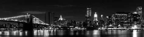 Изображение для скинали: Черно - белая панорама Бруклинского моста ночью 