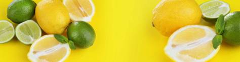 Изображение для скинали: Лимоны, лаймы на желтом фоне