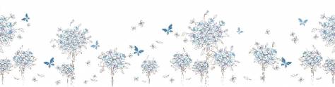 Изображение для скинали: Голубые букеты цветов с бабочками