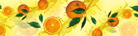 Изображение для скинали: Апельсины, струи апельсинового сока на желтом